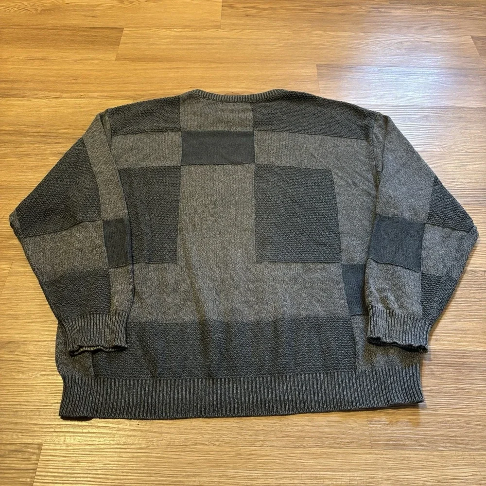 VTG 90s Carmel Sweater Men's Large Green Patchwork Golf Clubs Cotton Knit USA